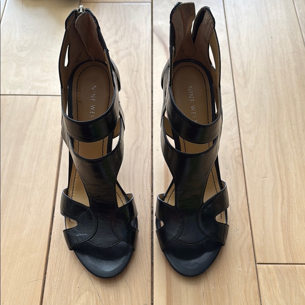 Nine West Black Strappy Heels
